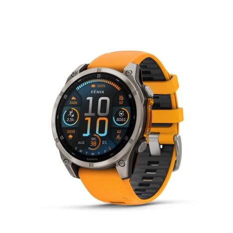 GARMIN FENIX 8 47mm AMOLED Sapphire Titanium / Orange Band 010-02904-11